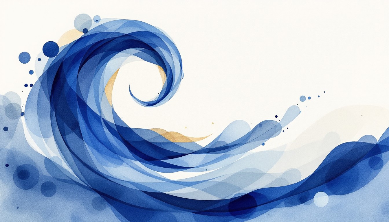 Wave Free Free Geometric Ocean Wave Photo - Watercolor, Indigo, Minimal ...