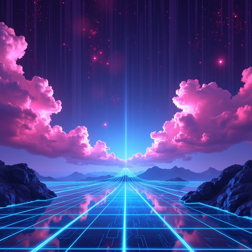 Free Neon Grid Horizon Image - Cyberpunk, Synthwave, Neon | Download at ...