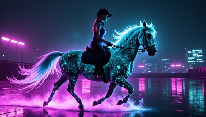 Free Neon Horse Rider Image - Neon, Cyberpunk, Horse | Download at ...