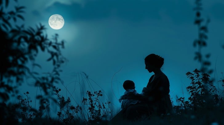 Free Moonlit Maternal Moment Image - Moon, Mother, Child | Download at ...