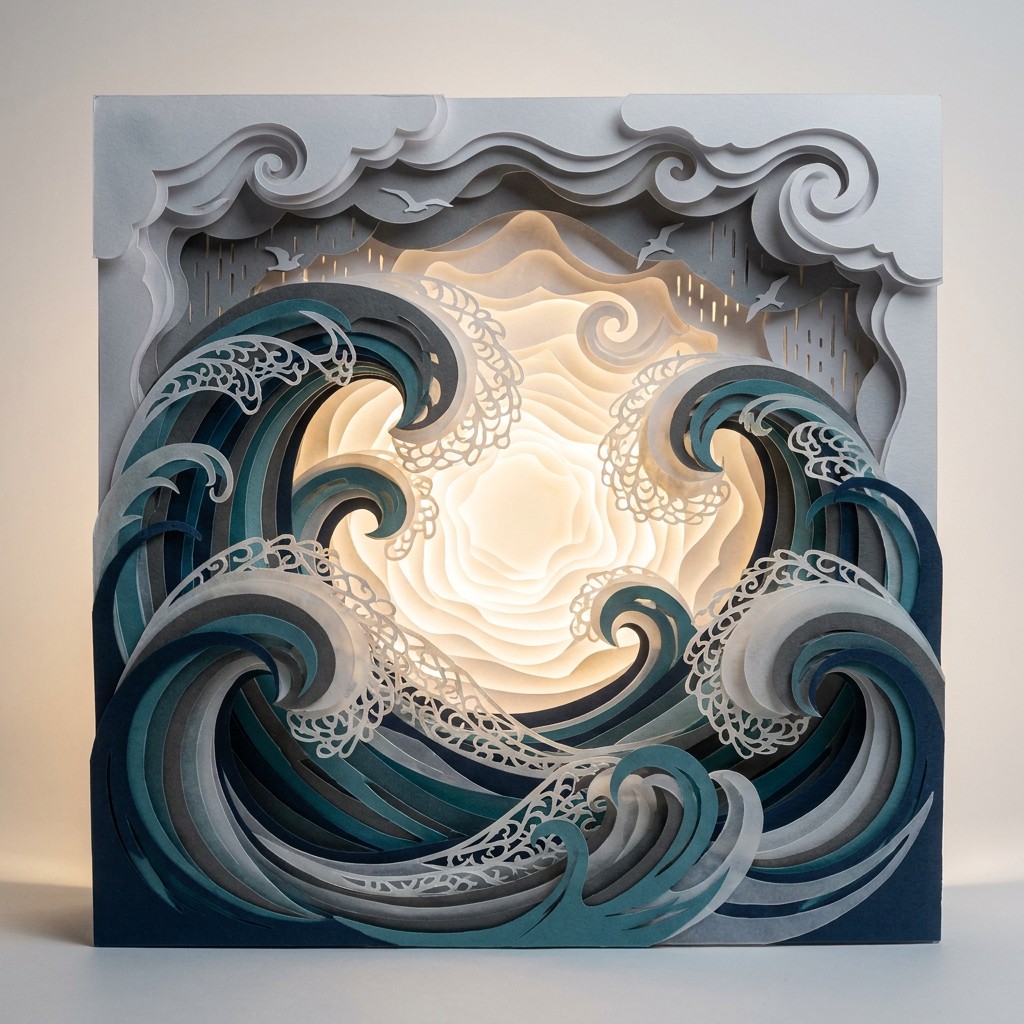 Free Paper Storm Waves Image - Kirigami, Papercraft, Sculpture ...