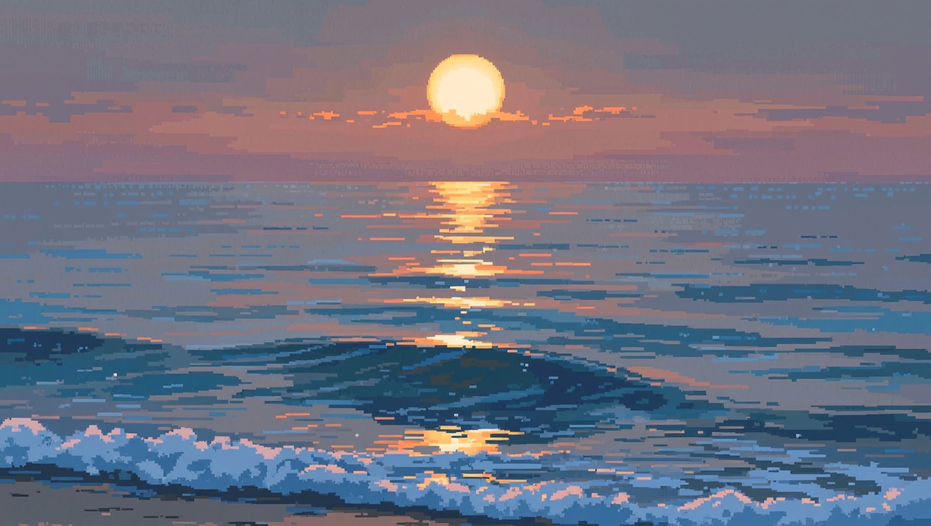 Free Pixel Ocean Sunset Image - Ocean, Sunset, Pixel | Download at ...