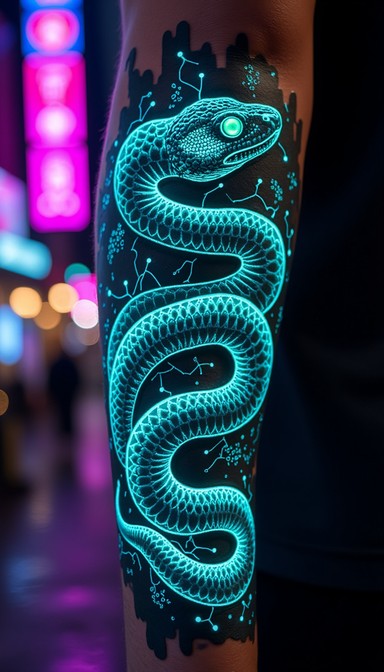 Snake Cemo Design Download Neon Cyberpunk Snake Image - Cyberpunk, Snake, Neon | StockCake