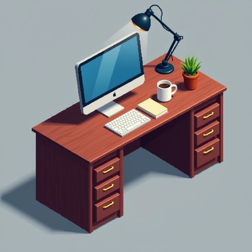 Free Pixel Executive Desk Image - Desk, Isometric, Pixel | Download at ...