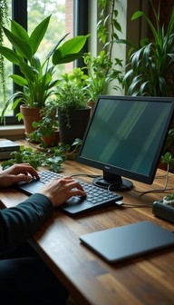 Computer And Nature Free Nature meets technology Image - Biophilic, Workspace, Technology ...