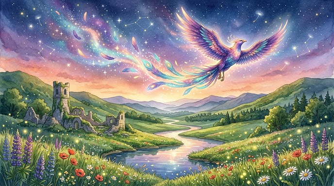 Free Celestial Phoenix Soaring Image - Phoenix, Cosmic, Celestial ...