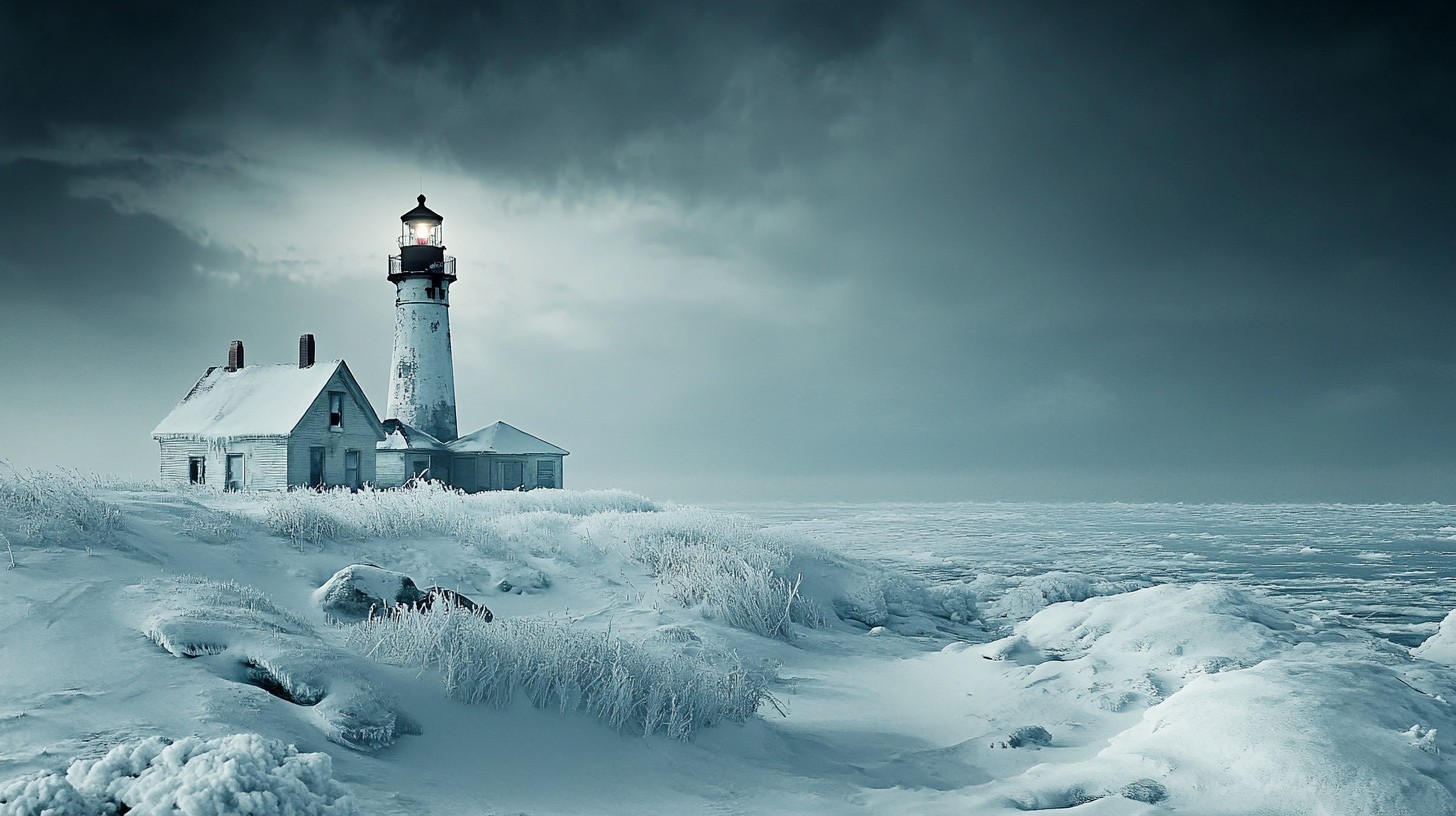 Free Winter lighthouse scene Image - Winter, Lighthouse, Snow ...