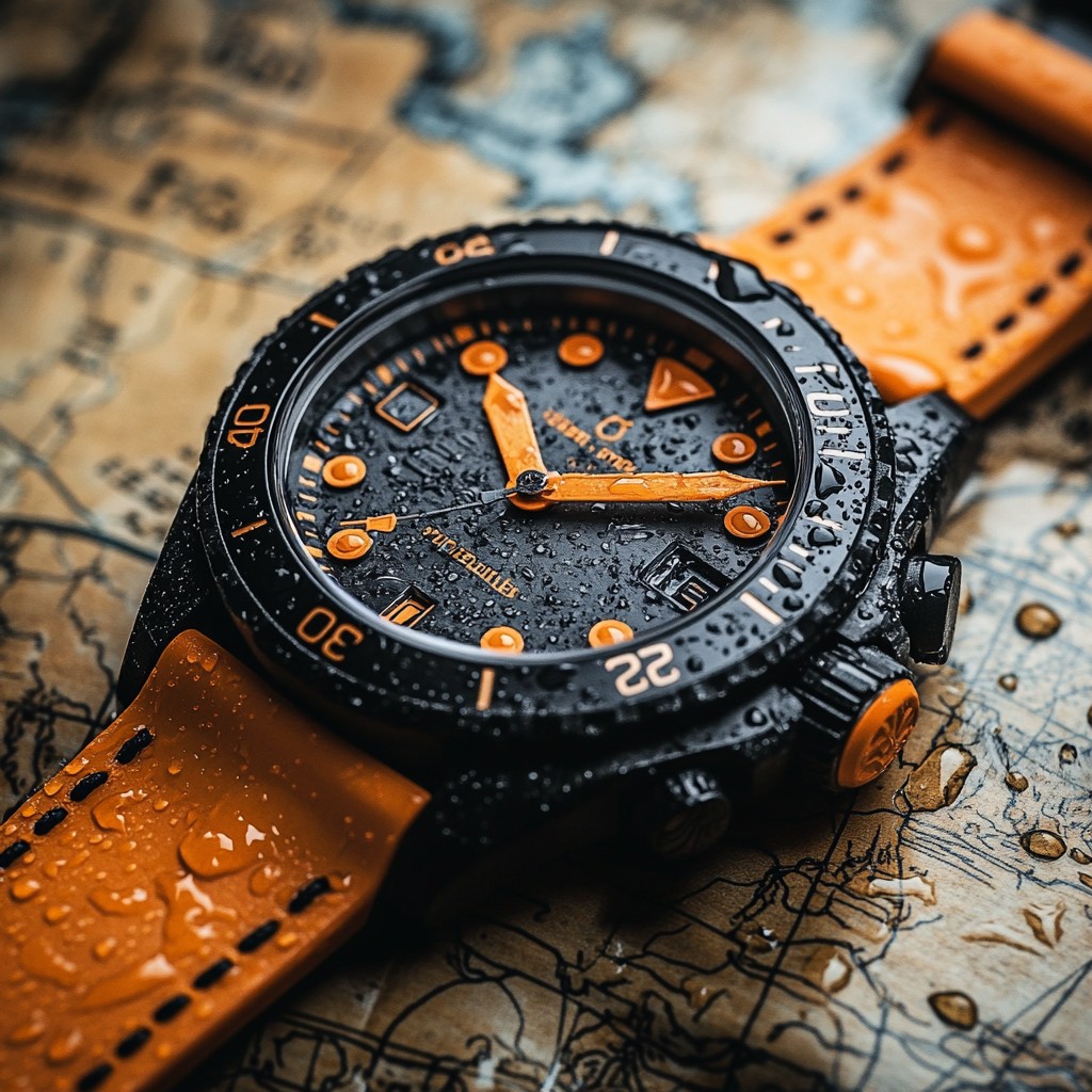 Free Wet Black Watch Image - Watch, Map, Water | Download at StockCake