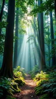 Free Enchanted Forest Path Image - Forest, Path, Sunbeams | Download at ...