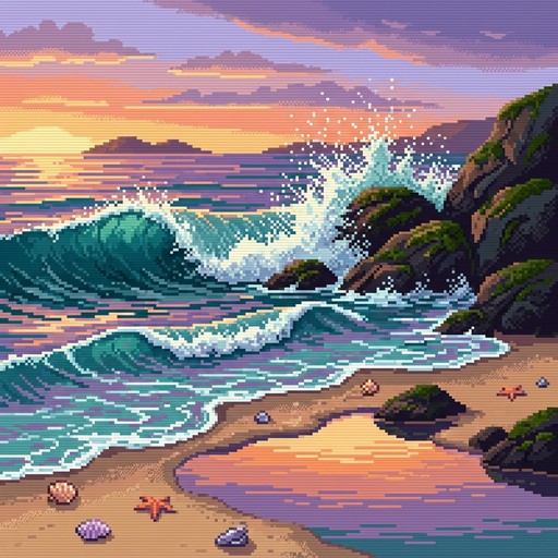 Free Pixel Ocean Sunset Image - Ocean, Waves, Sunset | Download at ...