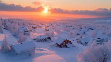 Free Snowy village sunset Image - Snow, Sunset, Village | Download at ...