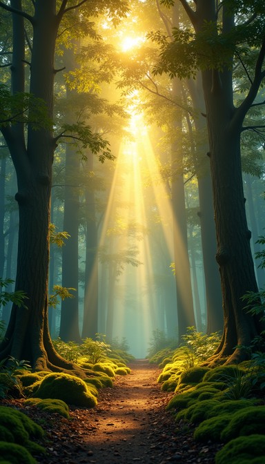 Free Mystical Forest Path Image - Forest, Sunbeams, Trees | Download at ...