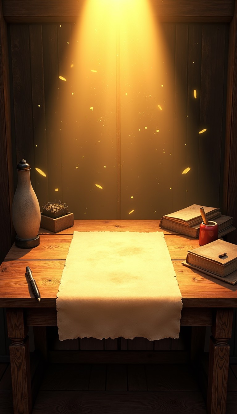 Free Mystical Scholar's Table Image - Magical, Parchment, Table ...