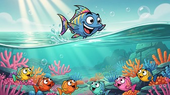 Free Joyful Fish Leap Image - Fish, Ocean, Cartoon | Download at StockCake