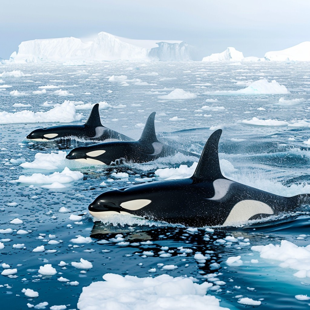 Baixe a Imagem Grupo de orcas nadando - Orca, Oceano, Gelo | StockCake