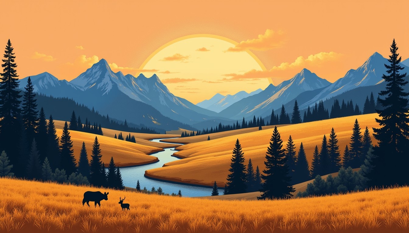 Free Golden Mountain Valley Image - Mountains, Sunset, River | Download ...