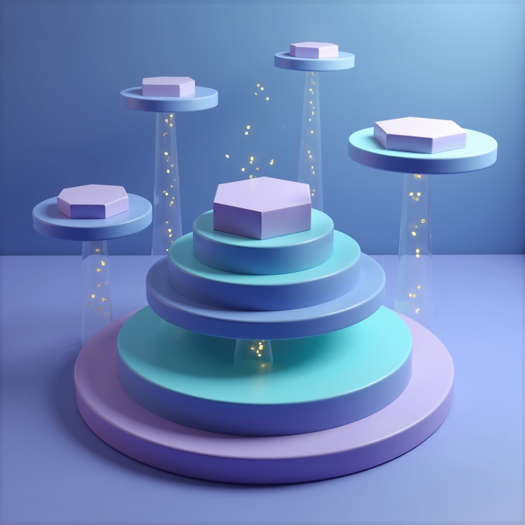 Free Floating Geometric Platforms Image - Geometric, Floating, Teal ...