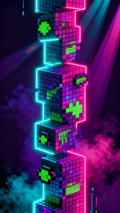 Free Neon Pixel Tower Image - Pixel, Neon, Cyberpunk | Download at ...