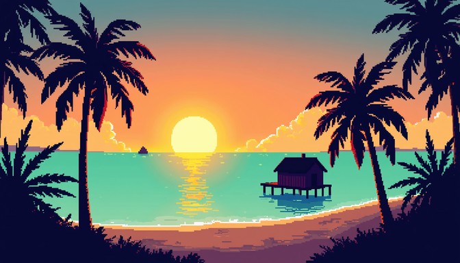 Free Tropical Pixel Sunrise Image | Download at StockCake