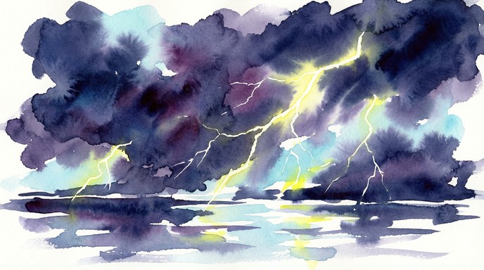 Free Electric Storm Horizon Image - Watercolor, Storm, Lightning ...