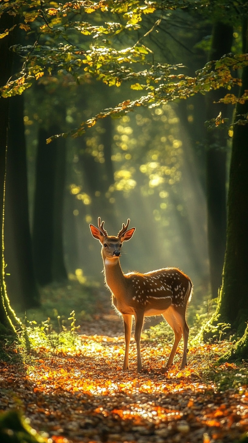 Dear In Forest Free Deer in Forest Image - Deer, Forest, Sunlight | Download at StockCake