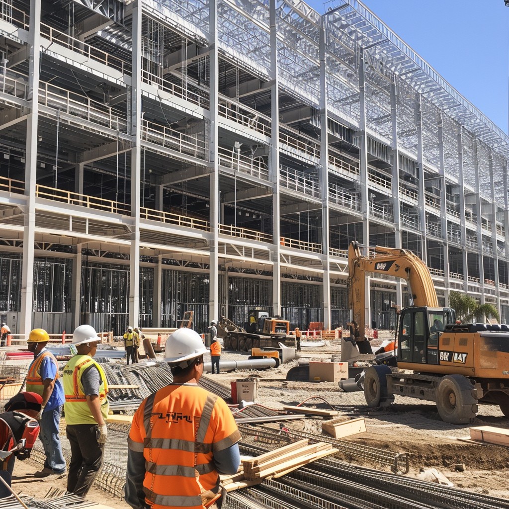 Free Busy Construction Site Image - Construction, Workers, Machinery ...