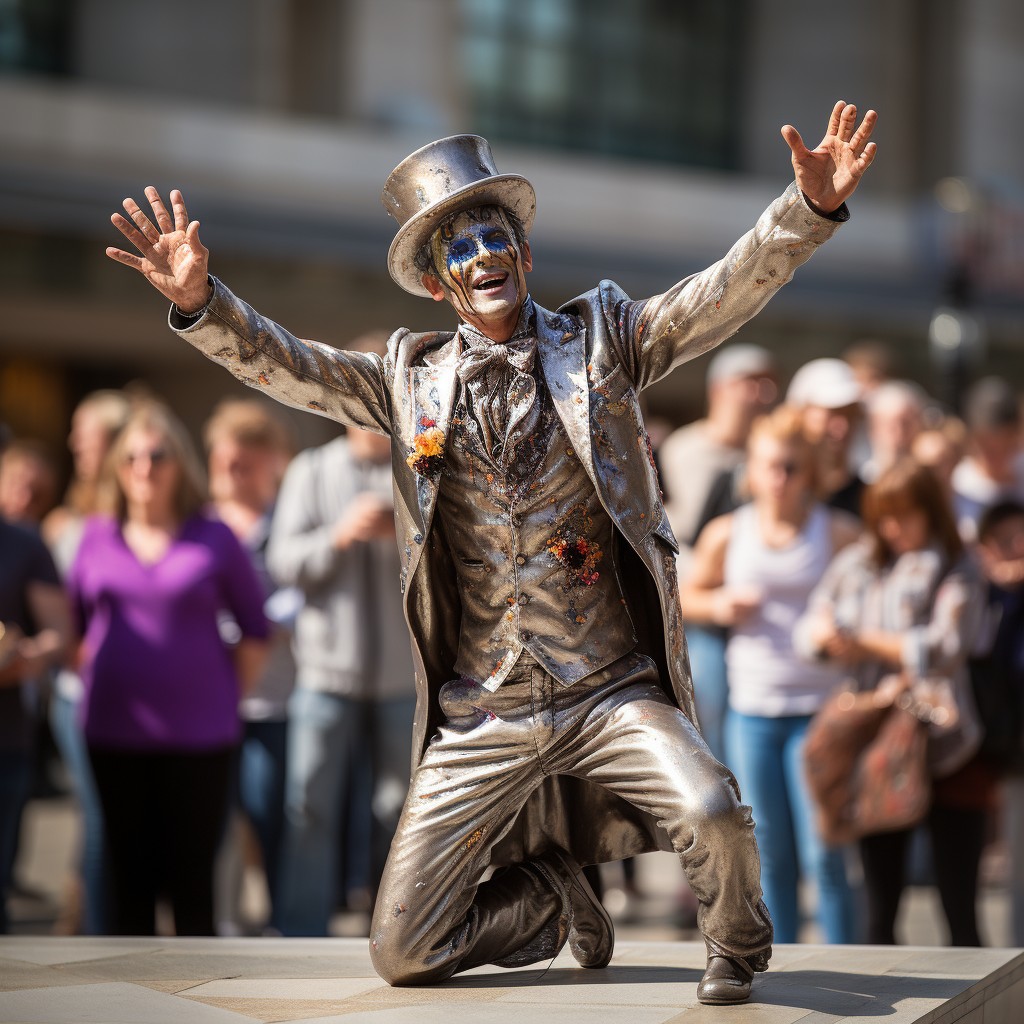 Free Street Performer Posing Image - Performance, Entertainer, Metallic ...