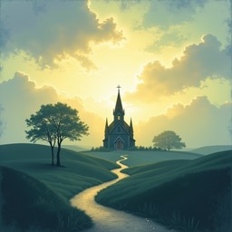 Mercy Path Free Sacred Misty Path Image - Church, Sunset, Path | Download at StockCake