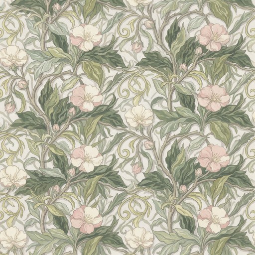 Timeless Icon Without Background This elegant botanical illustration shows a seamless wallpaper pattern ...
