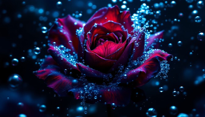 Free Submerged Crimson Rose Image - Rose, Underwater, Crimson ...