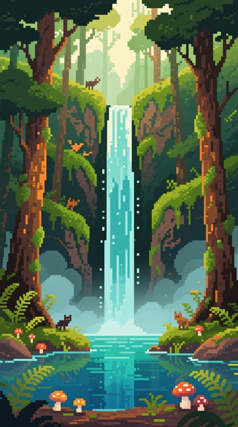 Free Forest Waterfall Paradise Image - Waterfall, Forest, Pixel ...