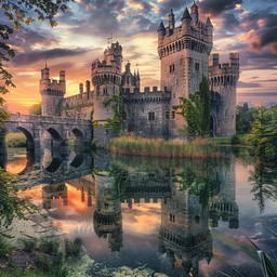A medieval castle at sunset, evoking the ancestral seat of a Great House