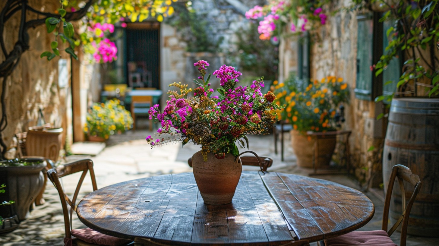 Free Charming courtyard garden Image - Flowers, Courtyard, Rustic ...