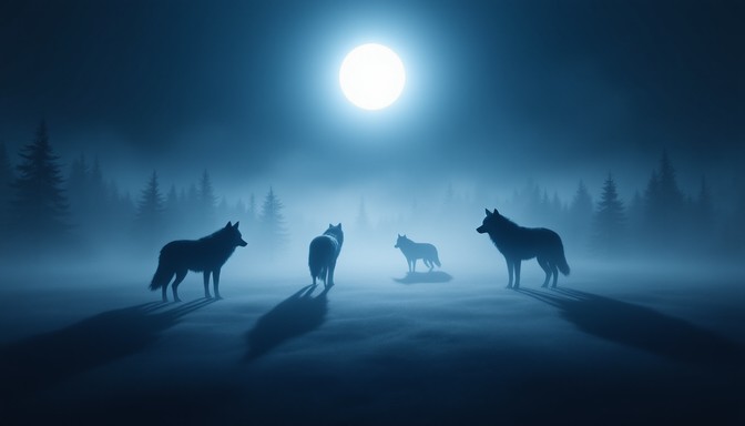 Free Midnight Wolf Pack Image - Wolf, Moon, Night | Download at StockCake