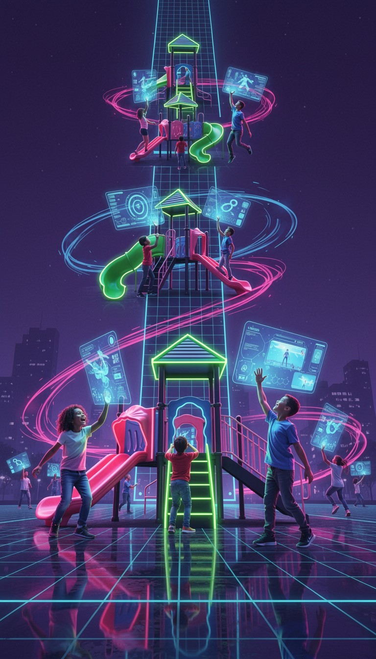 Free Neon Playground Dreams Image - Cyberpunk, Neon, Children ...