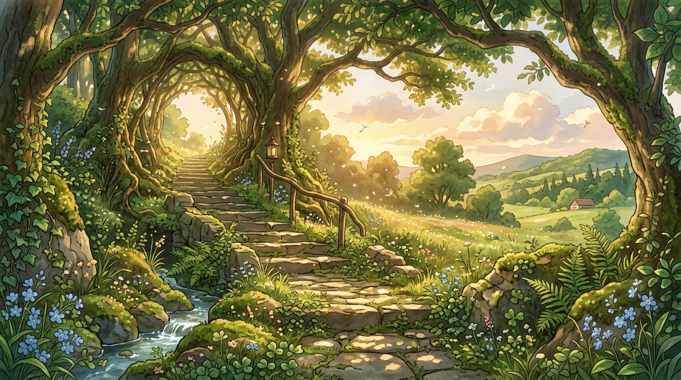 Stone Path Animation Free Enchanted Stone Pathway Image - Pastoral, Anime, Pathway ...