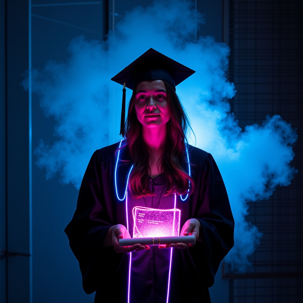Free Neon Graduation Celebration Image - Graduation, Cyberpunk, Neon ...