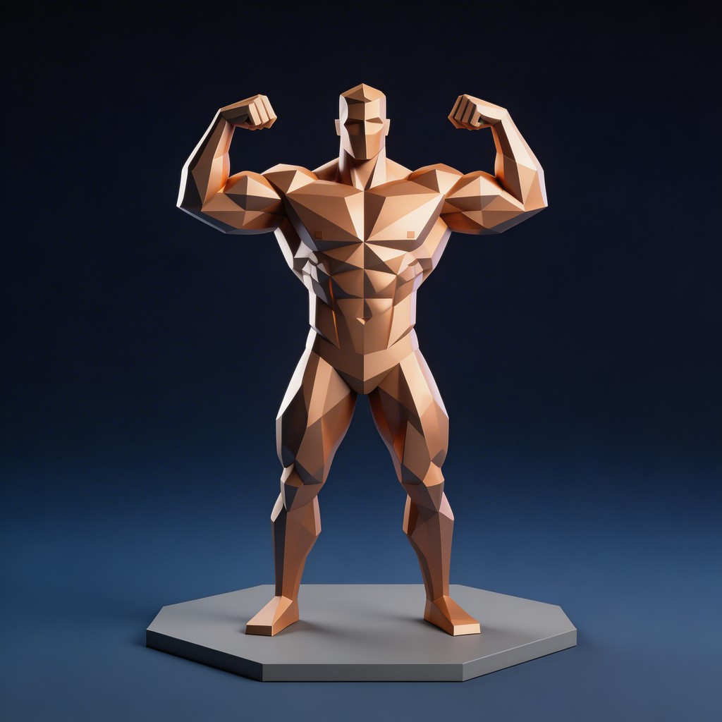 Free Polygonal Bodybuilder Power Image - Bodybuilder, 3d, Geometric ...