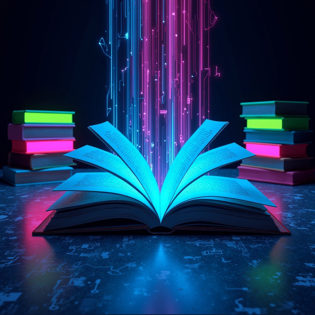 Free Digital Knowledge Stream Image - Futuristic, Cyberpunk, Book ...