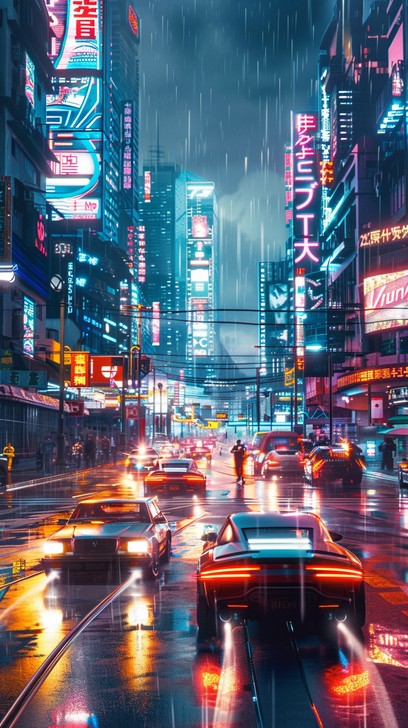 Free Neon City Rain Image - City, Neon, Rain | Download at StockCake