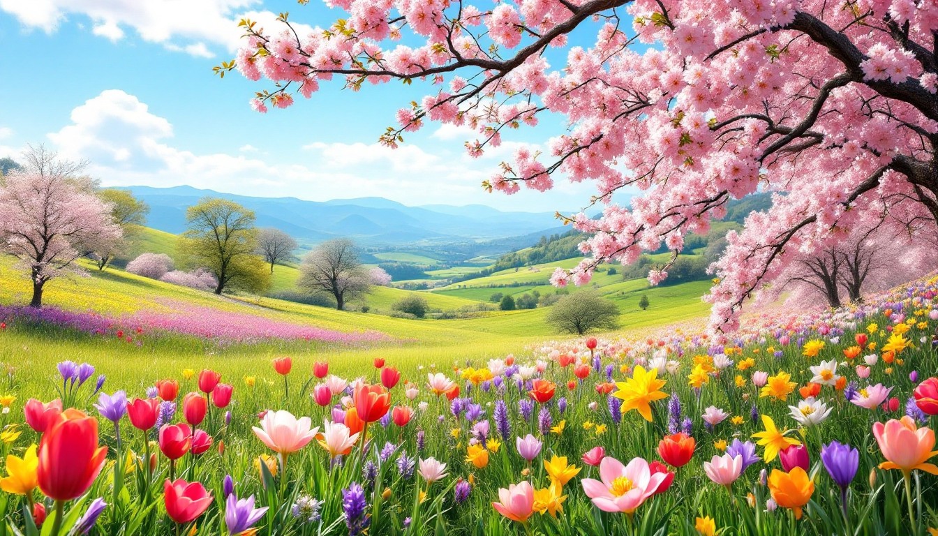 Spring Weather Landscape Free Vibrant Spring Landscape Image - Spring, Cherry, Blossom ...