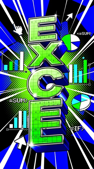 Excelling Lettering Free Excel Pop Art Image - Excel, Typography, 3d | Download at StockCake