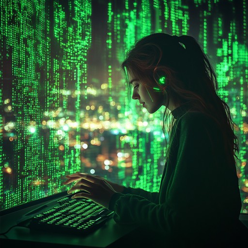 Free Nighttime Coding Session Image - Woman, Coding, Green | Download ...