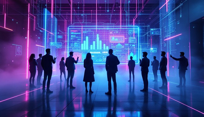 Free Neon Collaboration Network Image - Cyberpunk, Holographic, Digital ...
