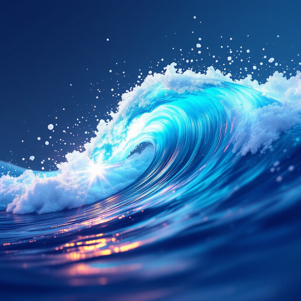 Free Glowing Ocean Wave Image - Wave, Ocean, Water | Download at StockCake