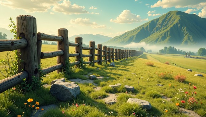 Rustic Boundaries Free Pastoral Mountain Boundary Image - Fence, Meadow, Mountain ...