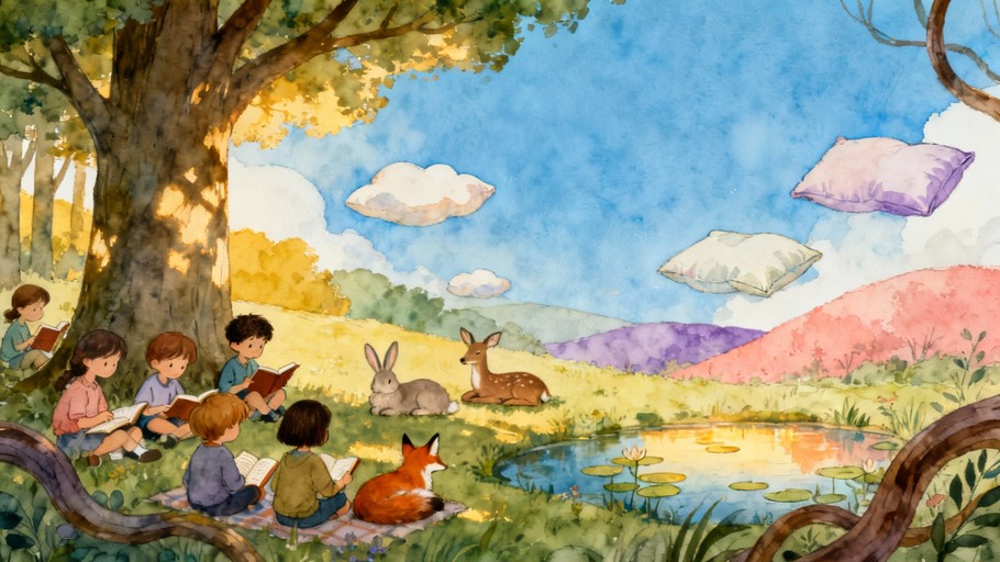 Resting Image Free Peaceful Woodland Rest Image - Watercolor, Illustration, Children ...