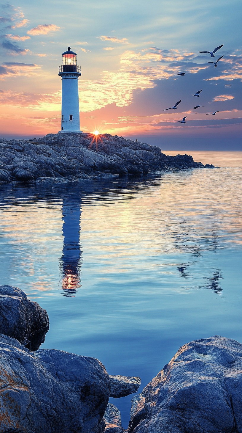 Free Sunset Lighthouse View Image - Sunset, Lighthouse, Tranquility ...
