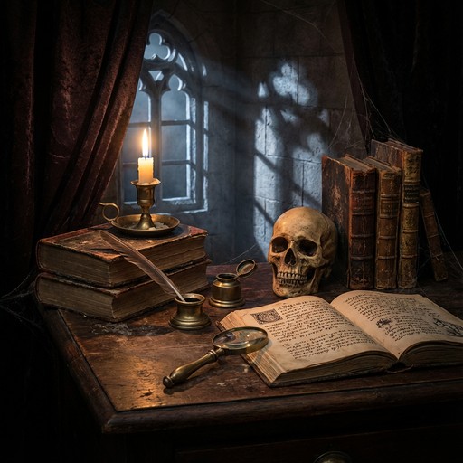 Free Mysterious Study Desk Image - Skull, Books, Desk | Download at ...