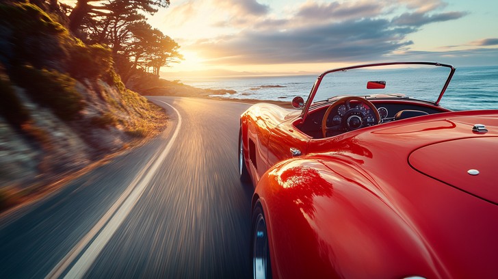 Free Coastal Drive Sunset Image - Sunset, Convertible, Driving ...